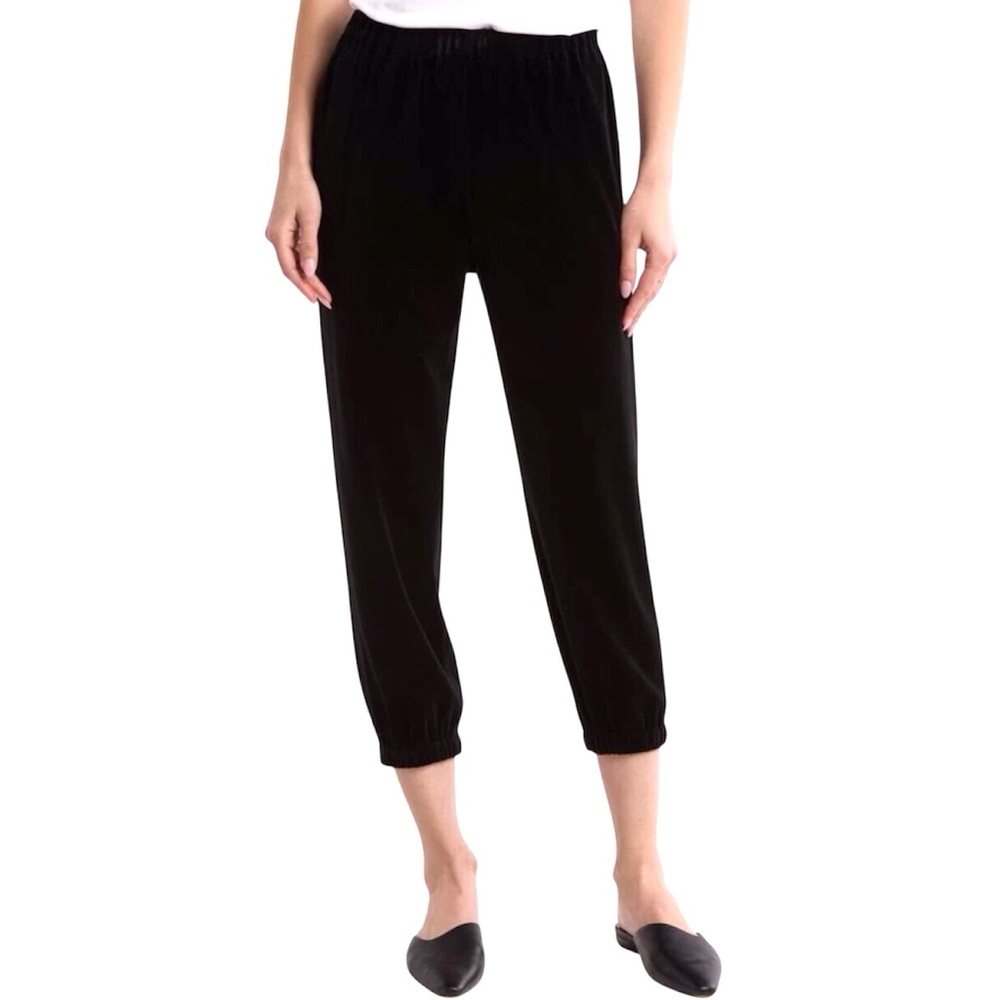 Theory Velvet Joggers Slim Fit Black Crop Womens Pull On Size Small